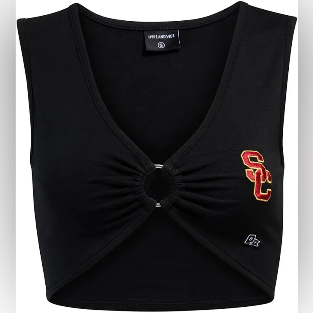 USC Trojans Women's Hype And Vice Black SC Interlock Ring It Top